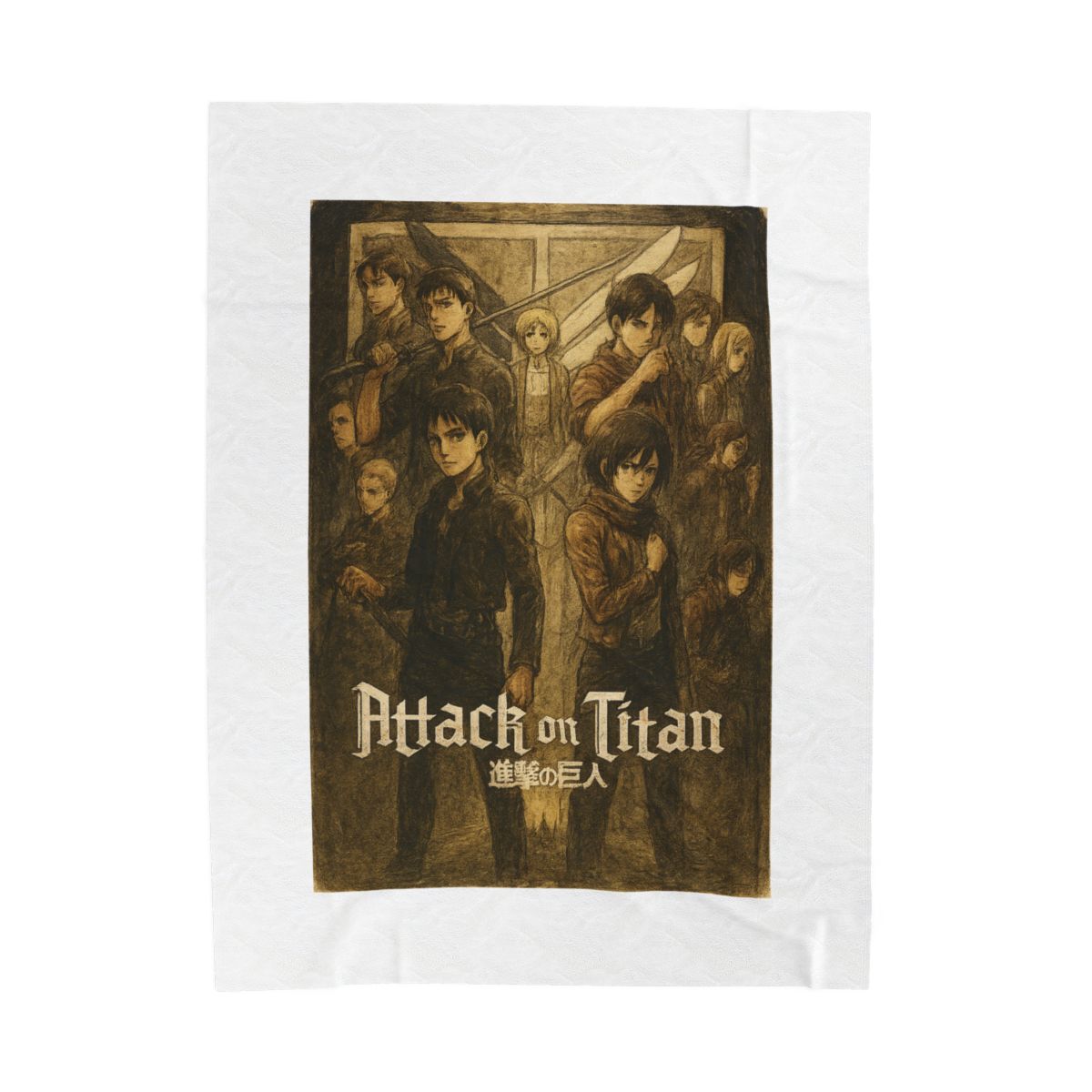 Attack on Titan Underground Chapel Eren Historia Throw Blanket - alternate angle 2, merchandise
