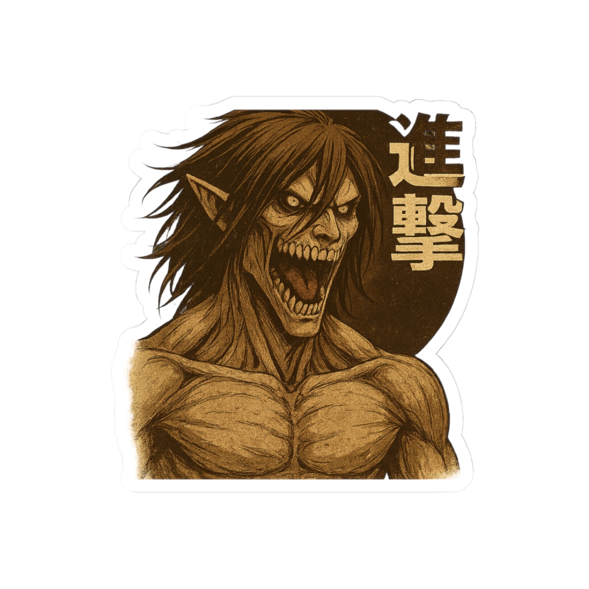Bold Attack Titan Eren Anime Gear Sticker - Official stickers merchandise