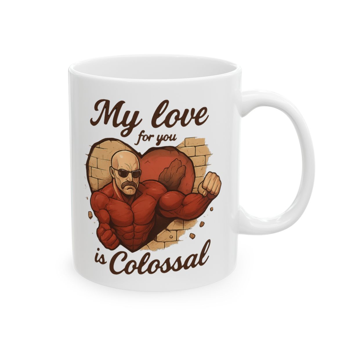Colossal Heart Wall Breaker | Ceramic Coffee Mug, Funny Love Cup, Romantic Gift