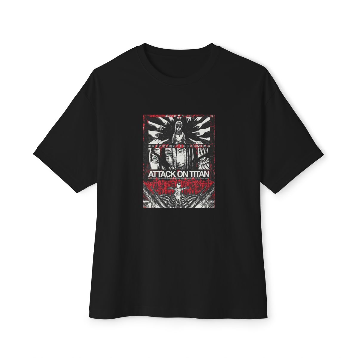 Attack on Titan Oversized T-Shirt: Eren Yeager, Acid Wash Anime Tee