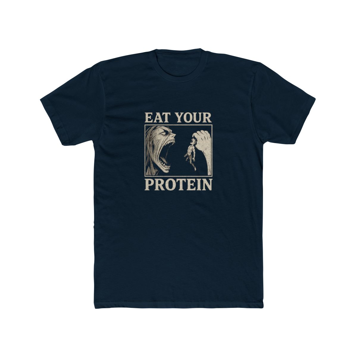 Retro AOT T Shirt Eat Your Protein Shirt Japanese Anime Pattern Tee